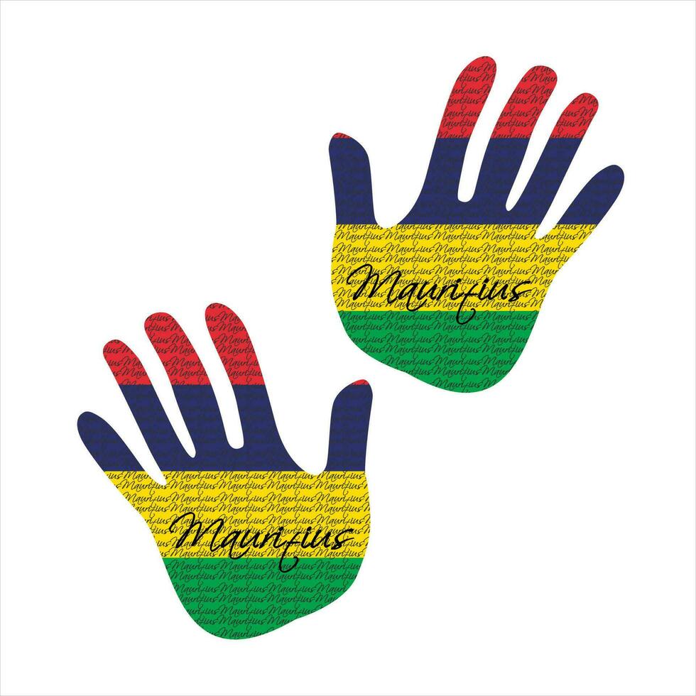 mauritius flag hand vectors