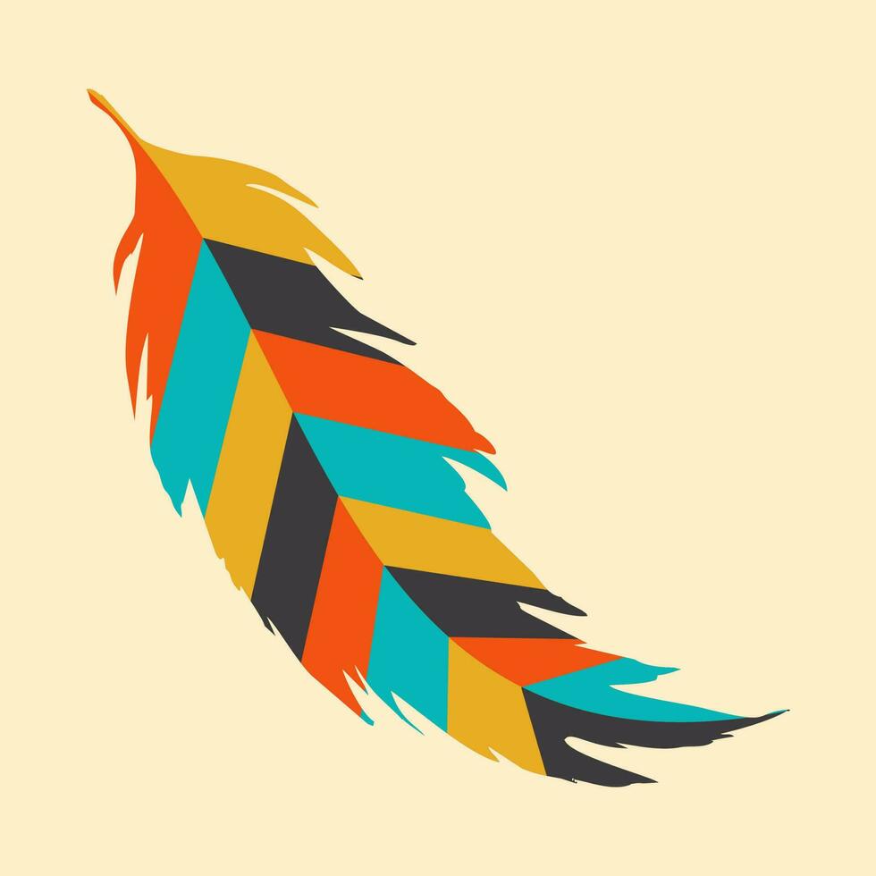 vector feathers with typical apache tribal patterns