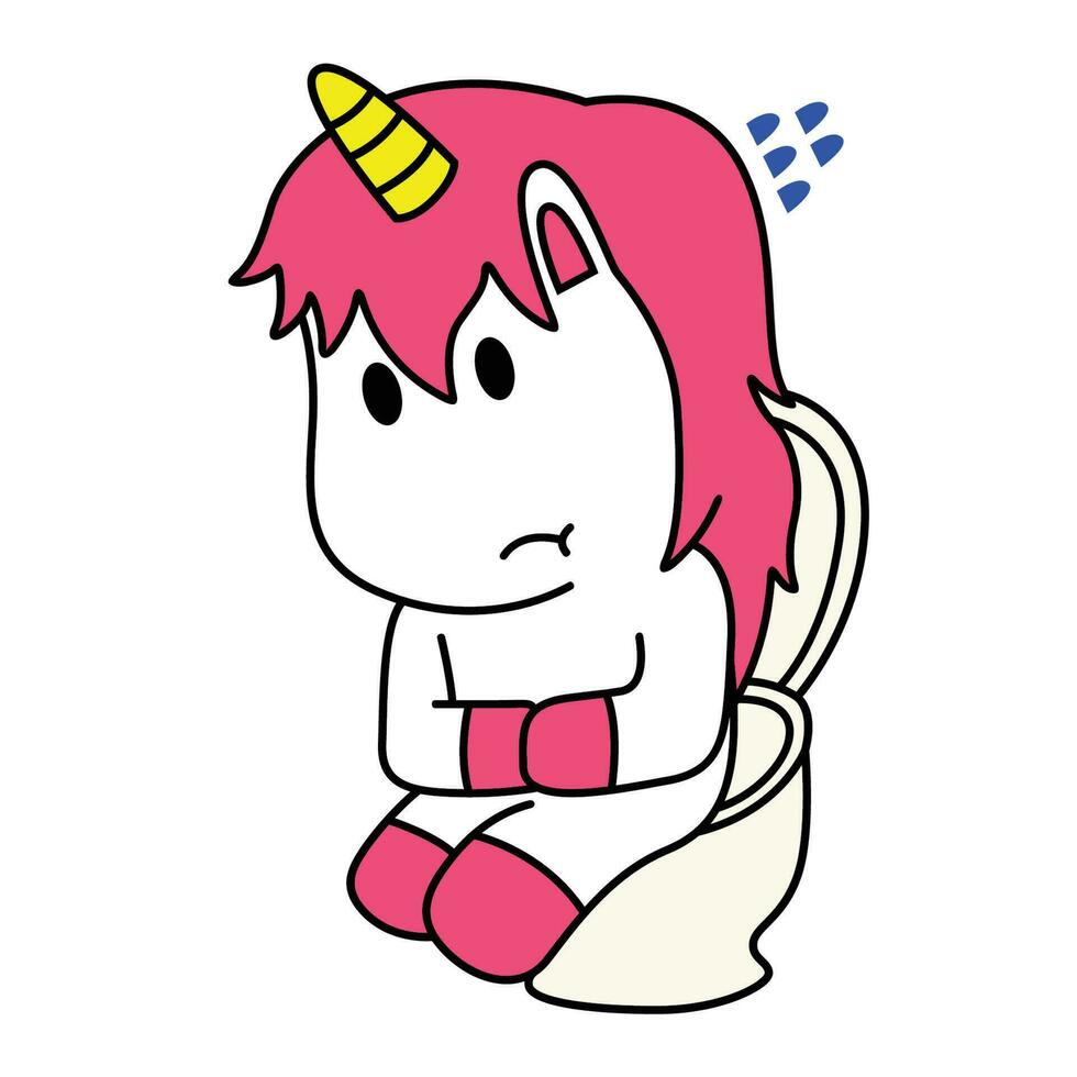 unicorn expression that is stomach ache vector