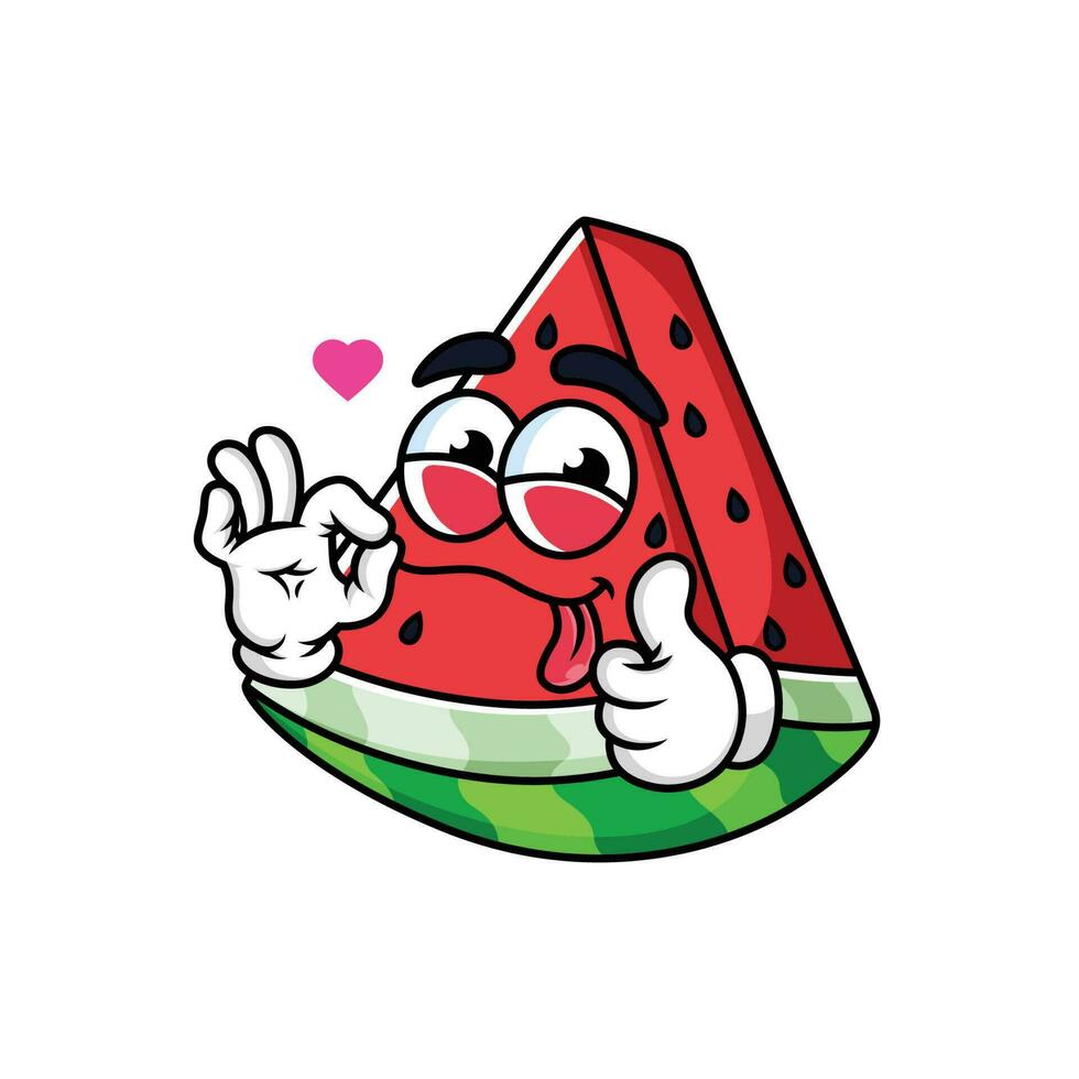 Cartoon watermelon expression with funny poses in white background vector