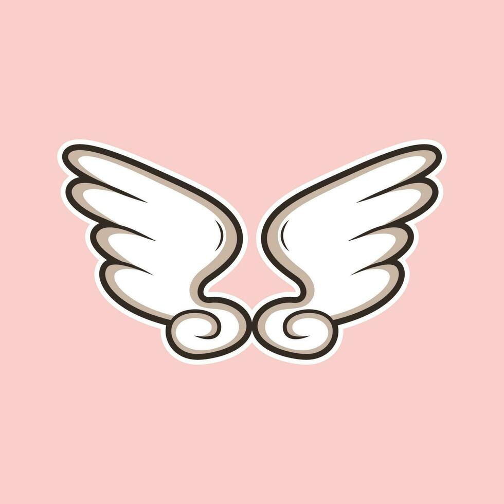 Wings Cartoon. Vector Icon illustration, Isolated on Pink Background