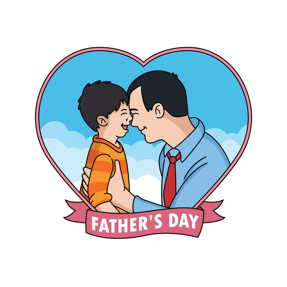 happy father's day with a background of love and blue clouds vector