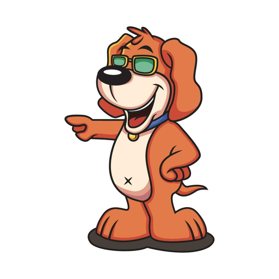 Cartoon Dog with Cool Pose. Animal Vector Icon Illustration, Isolated on White Background