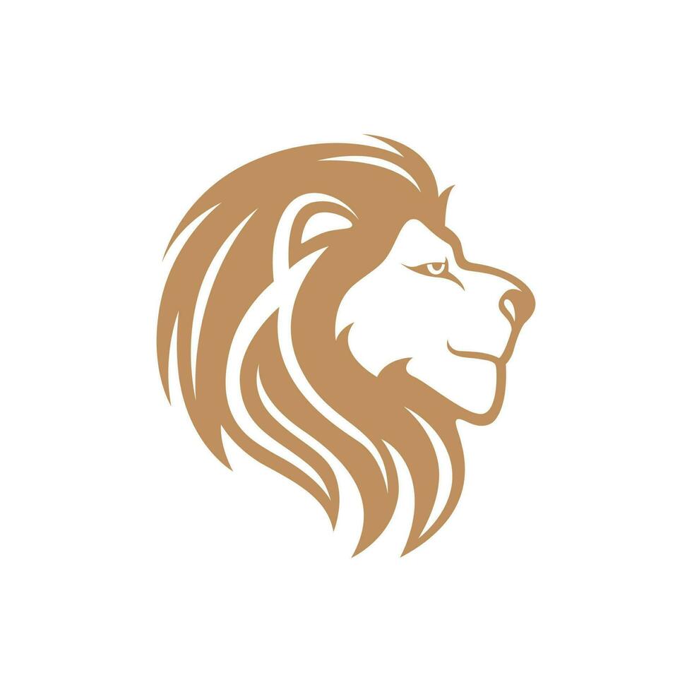 Lion Head With Gold Color Logo Design. Animal Vector Icon Illustration, Isolated on White Background