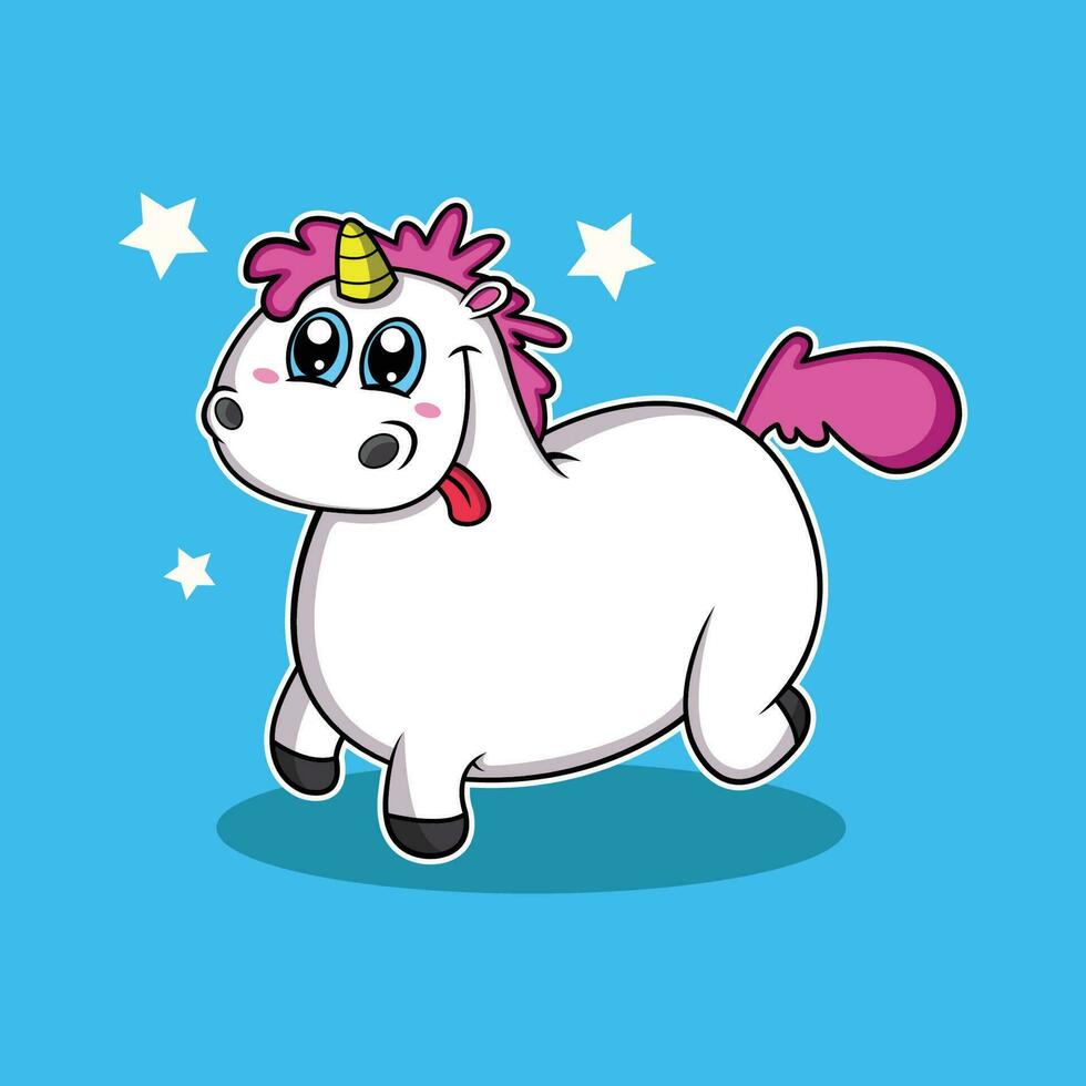 gracioso unicornio con azul ojos. vector animal dibujos animados ilustración aislado en azul antecedentes