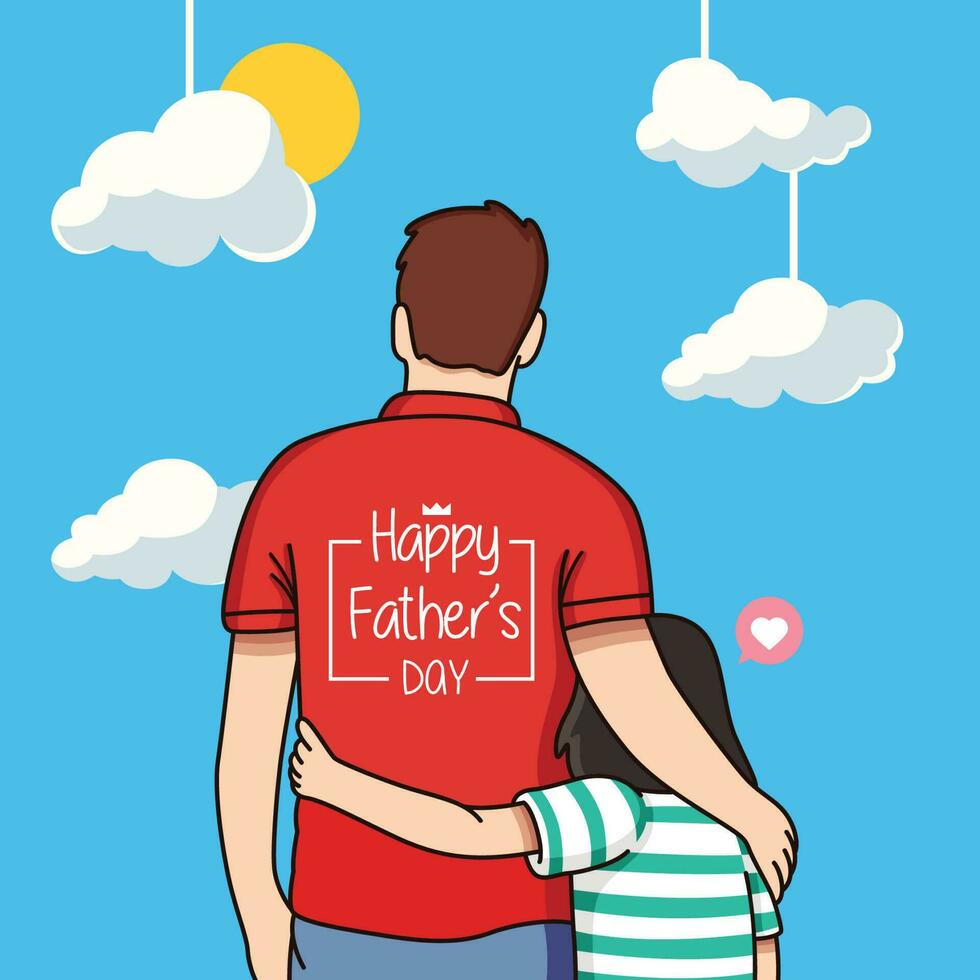 happy father's day cartoon with a blue sky background vector