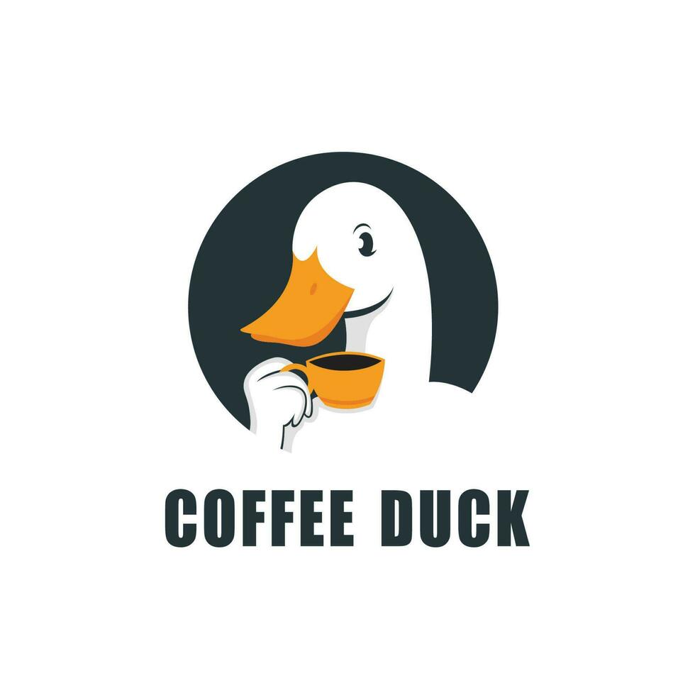 Duck Coffee Logo Design. Animal Vector Icon Illustration, Isolated on White Background