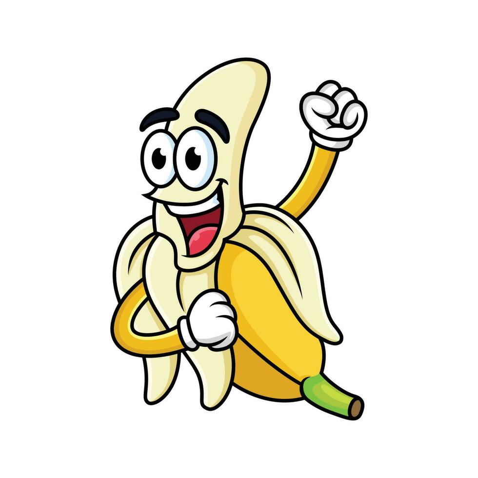 Banana cartoon with a passionate expression in white background vector