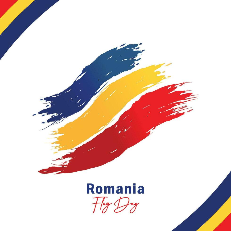 Romania flag day concept in brush design vector