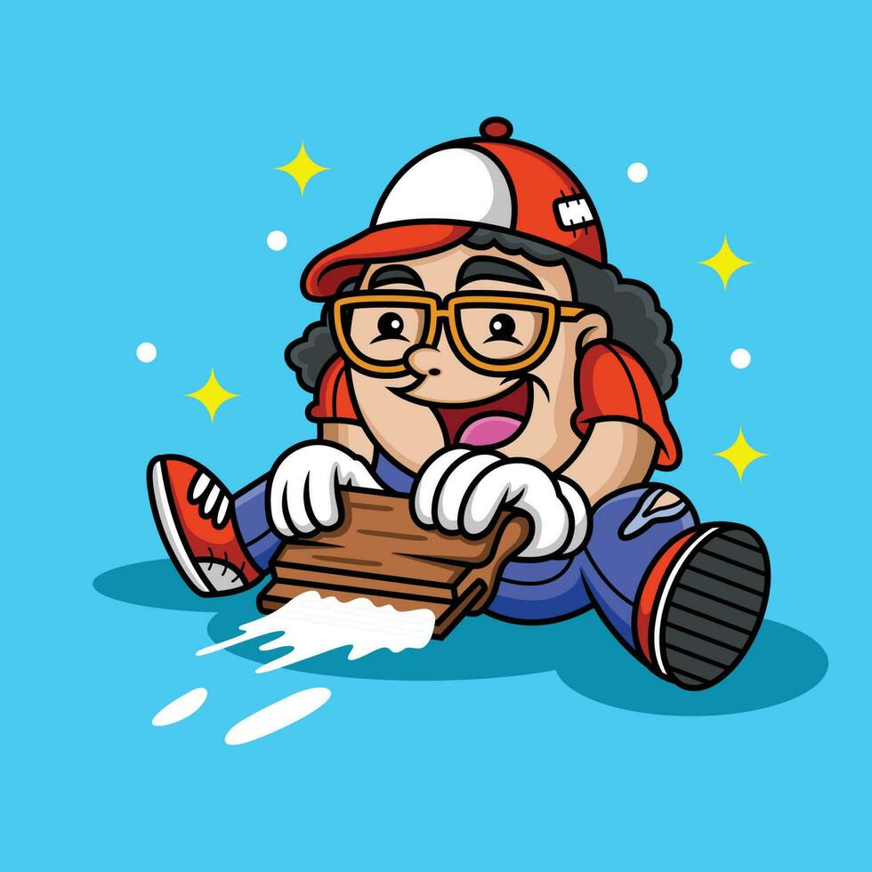cute boy are printing cartoon vector