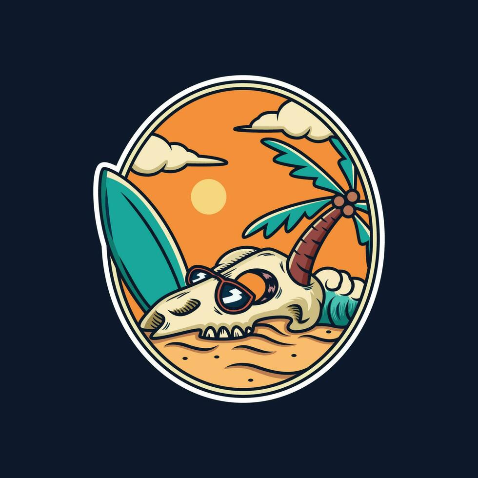 skull logo design in beach vector