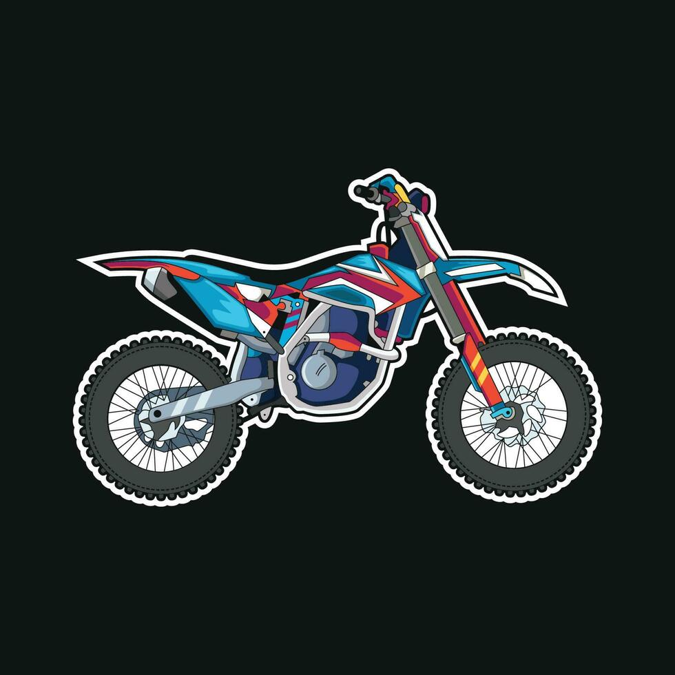 Motor Cross Cartoon. Vector Icon Illustration, Isolated on Black Background