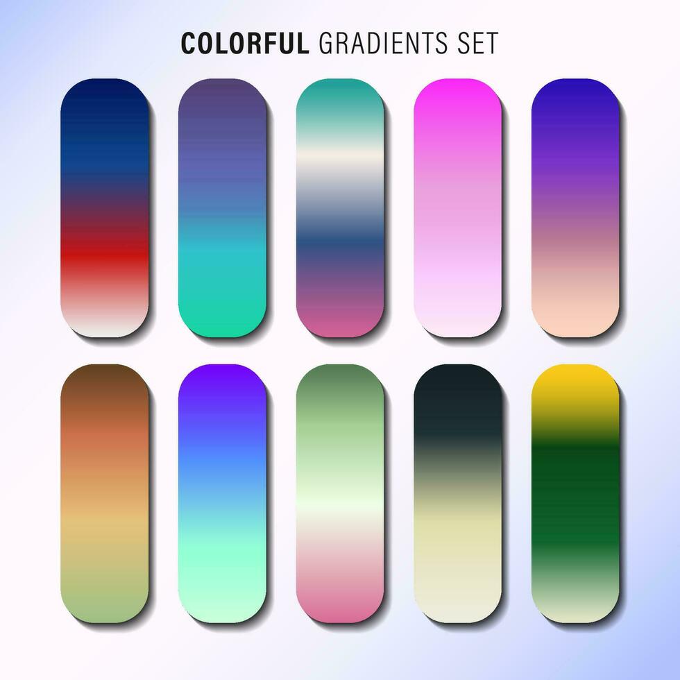 Vibrant colorful gradients pallete. An example of a bright color swatches. vector