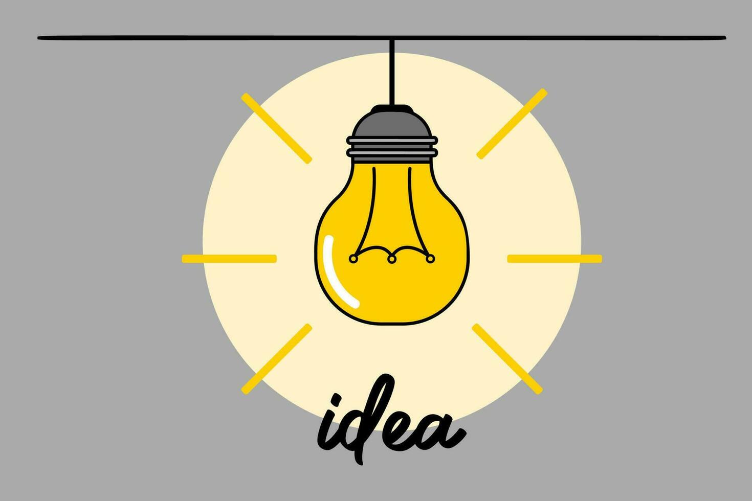 Idea concept. Light bulb with text idea. Vector illustration. Simple Bulb Sign for Marketing Management Innovation Project Vector.