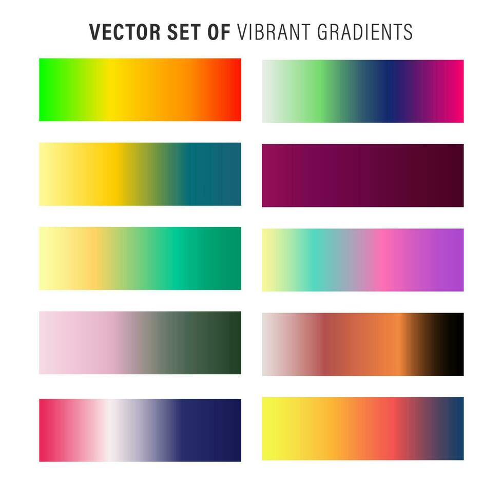 Vibrant colorful gradients pallete. An example of a bright color swatches. vector