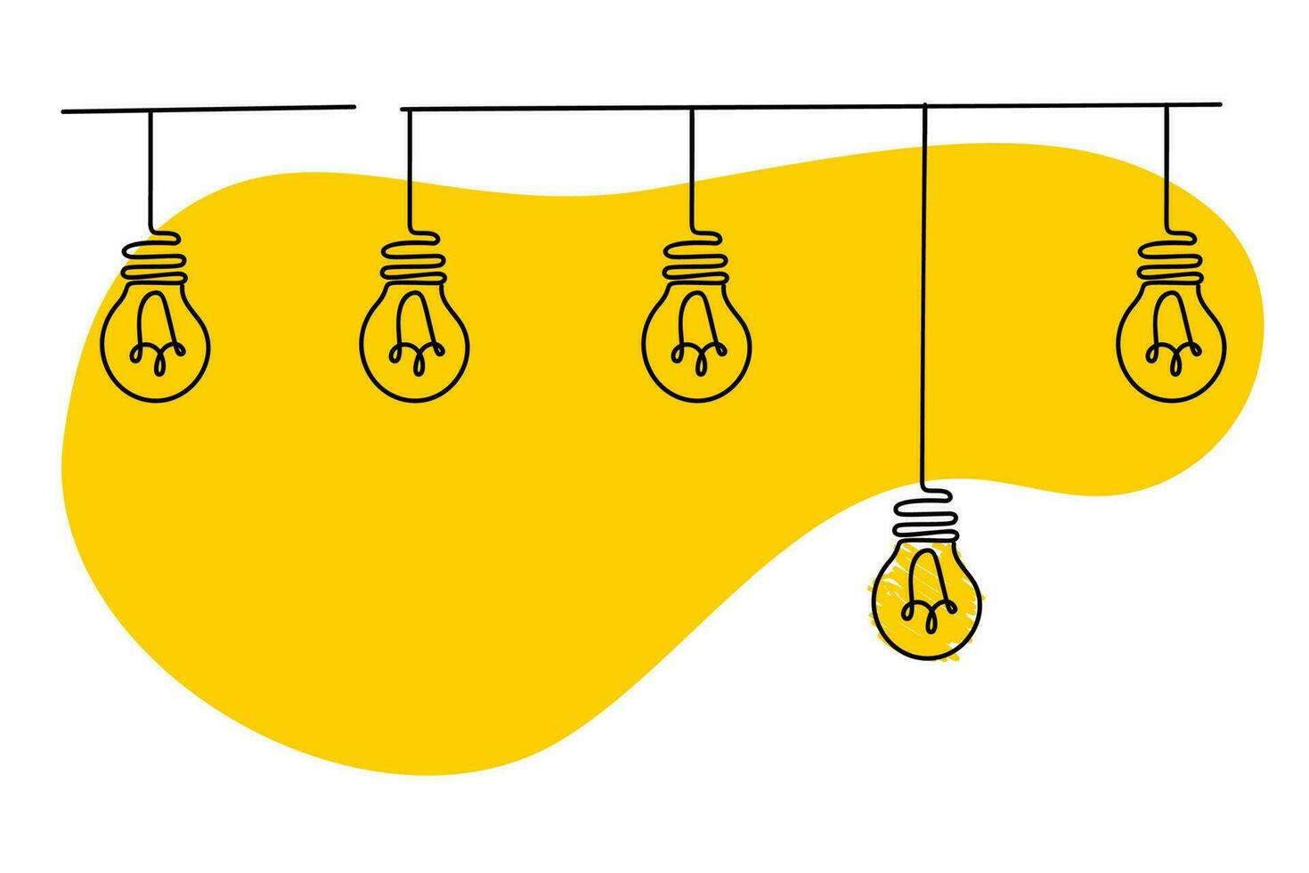 Creative Idea Concept of simplifying Complex Business Process Problem hand drawn light bulbs design, vector illustration.