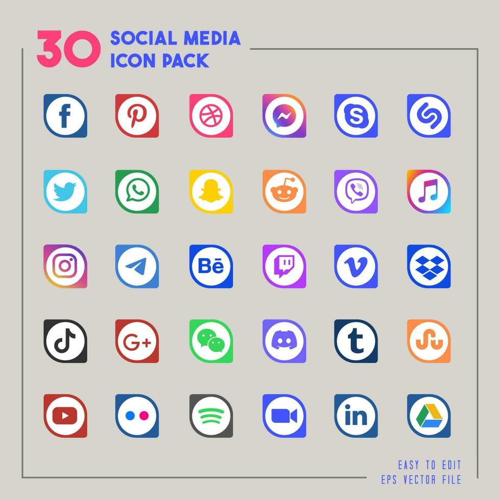 colección de logotipos de redes sociales populares. facebook, instagram, twitter, linkedin, youtube, telegram, vimeo, snapchat, whatsapp. conjunto editorial realista. vector