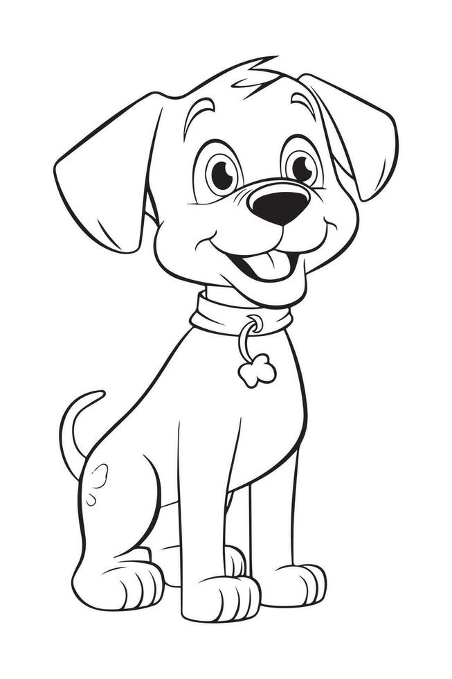 Dog Coloring Page, Dog Character For Coloring Book vector