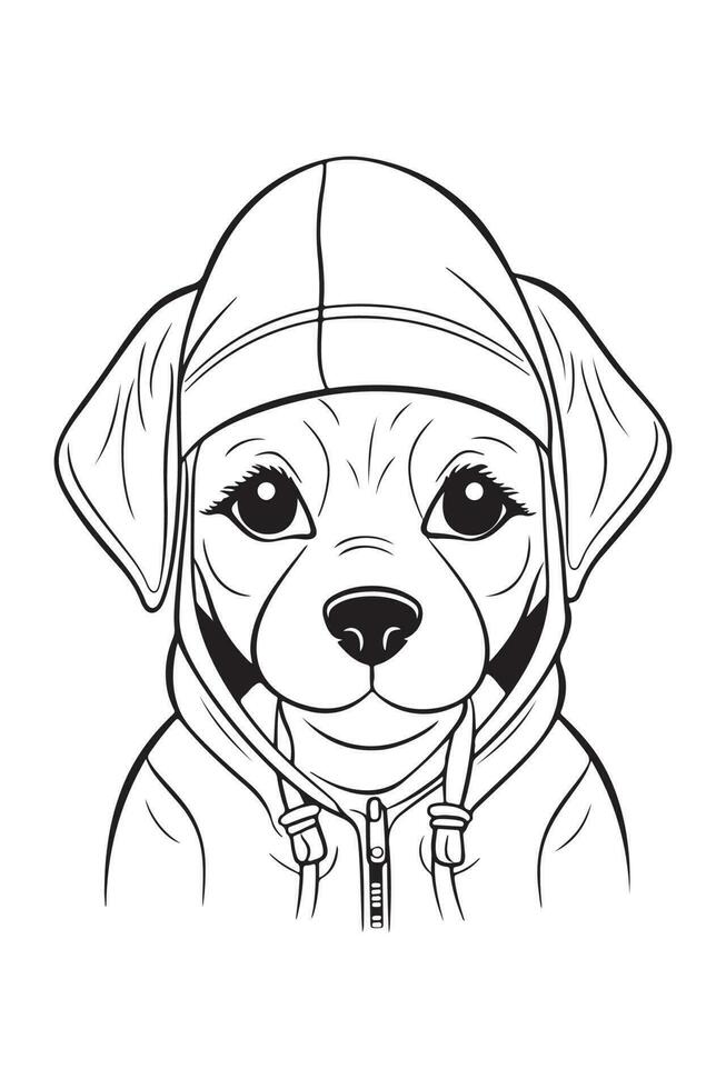 Dog Coloring Page, Dog Character For Coloring Book vector