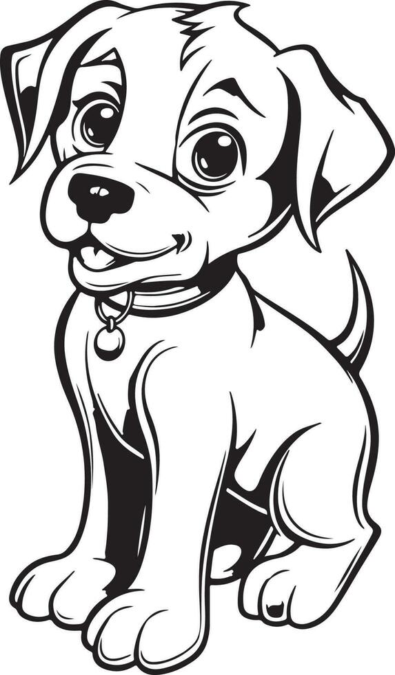 Dog Coloring Page, Dog Character For Coloring Book vector