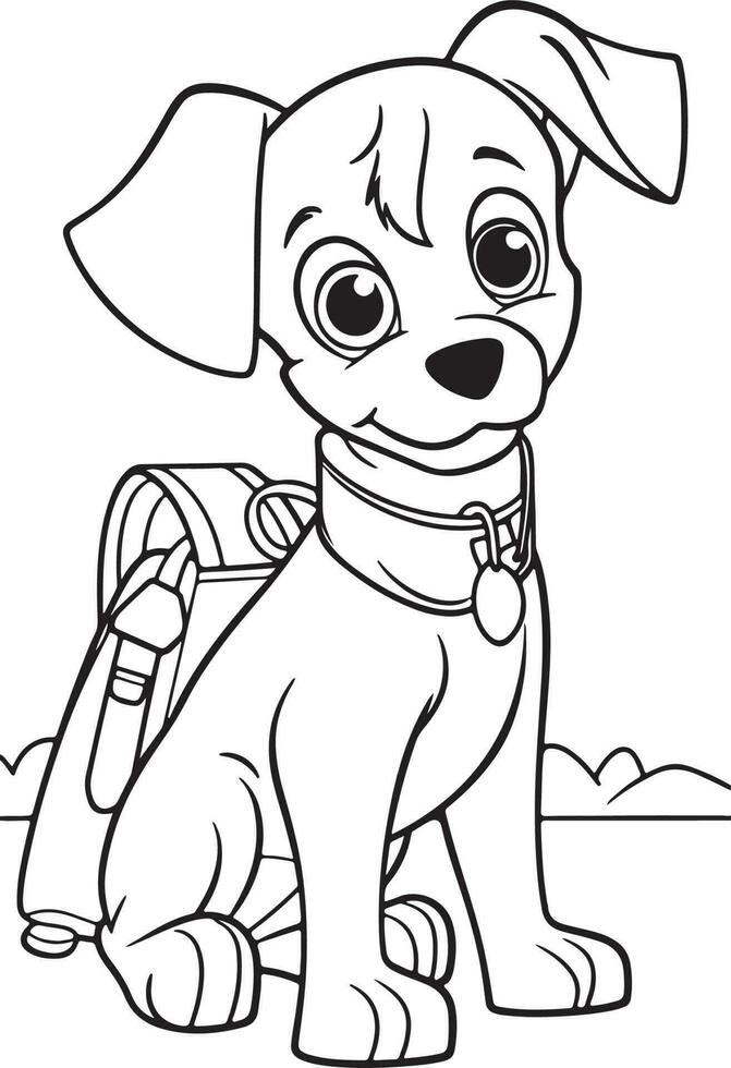 perro colorante página, perro personaje para colorante libro vector