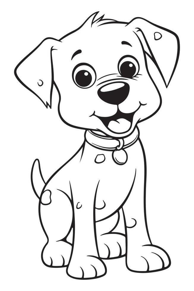 Dog Coloring Page, Dog Character For Coloring Book 24053934 Vector Art ...