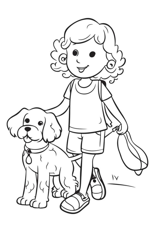 perro colorante página, perro personaje para colorante libro vector