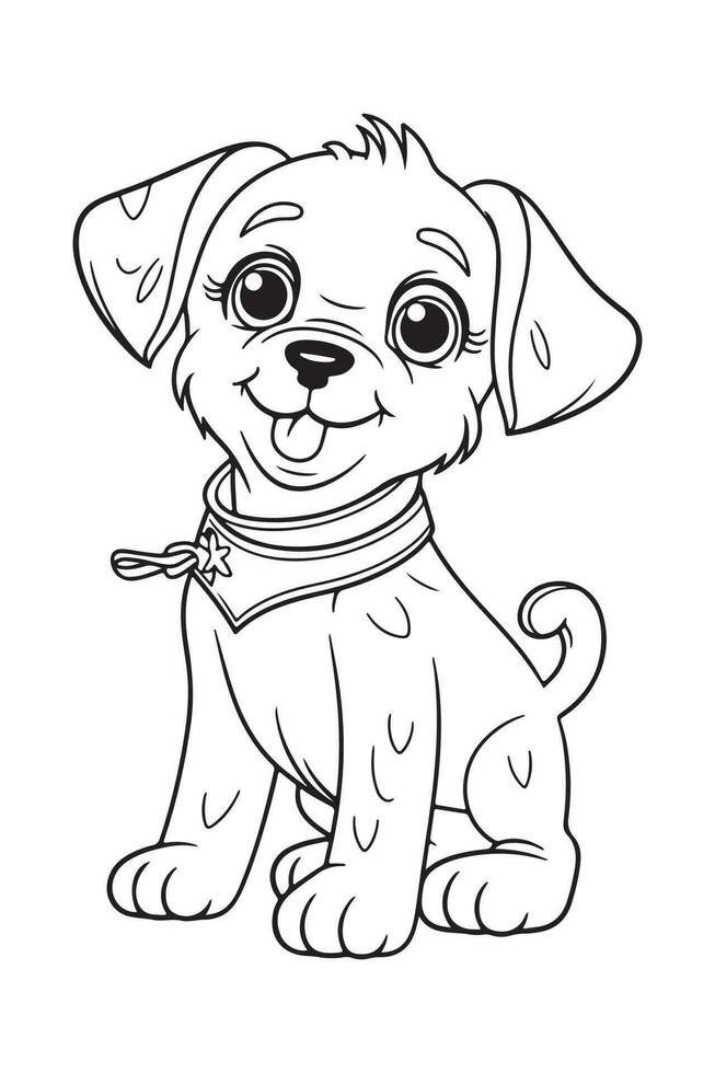 Dog Coloring Page, Dog Character For Coloring Book 24053937 Vector Art ...