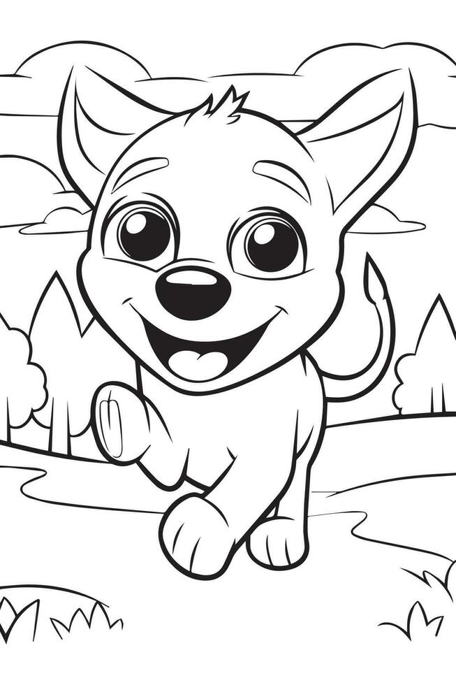 Dog Coloring Page, Dog Character For Coloring Book vector