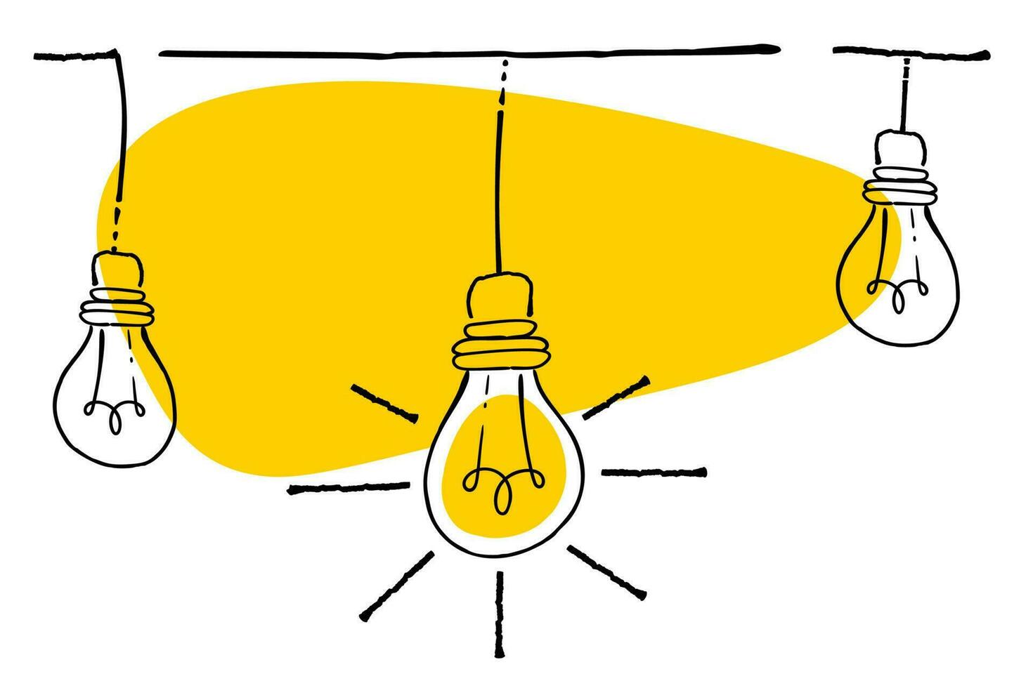 Illustration of an idea lightbulb connected to an electrical cable, Creative Idea Concept of simplifying Complex Business Process Problem vector
