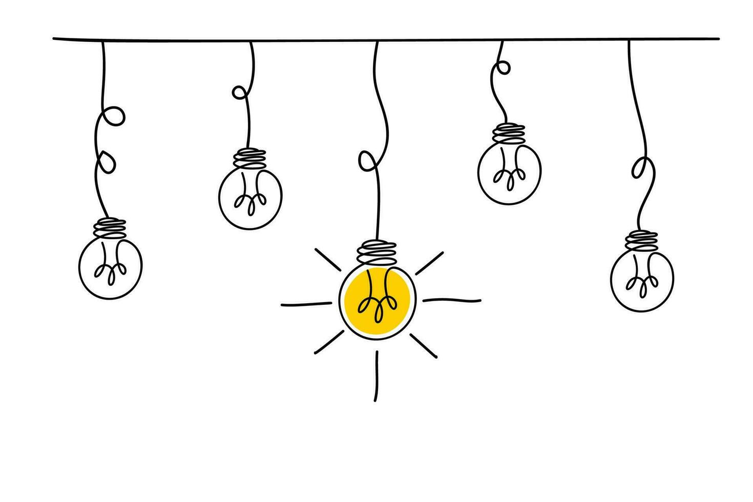 Idea lightbulb continuous line drawing on white background vector illustration