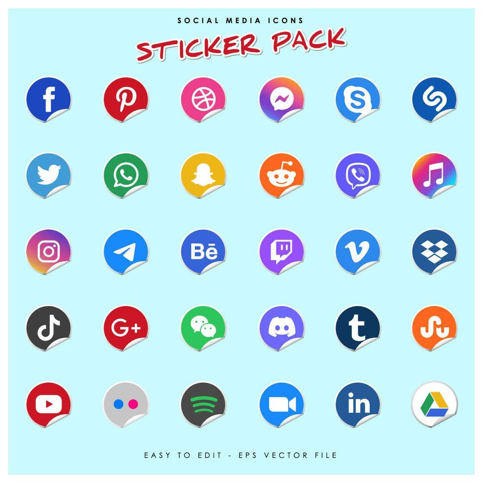 Collection of popular social media logo. Facebook, instagram, twitter, linkedin, youtube, telegram, vimeo, snapchat, whatsapp. Realistic editorial set. vector