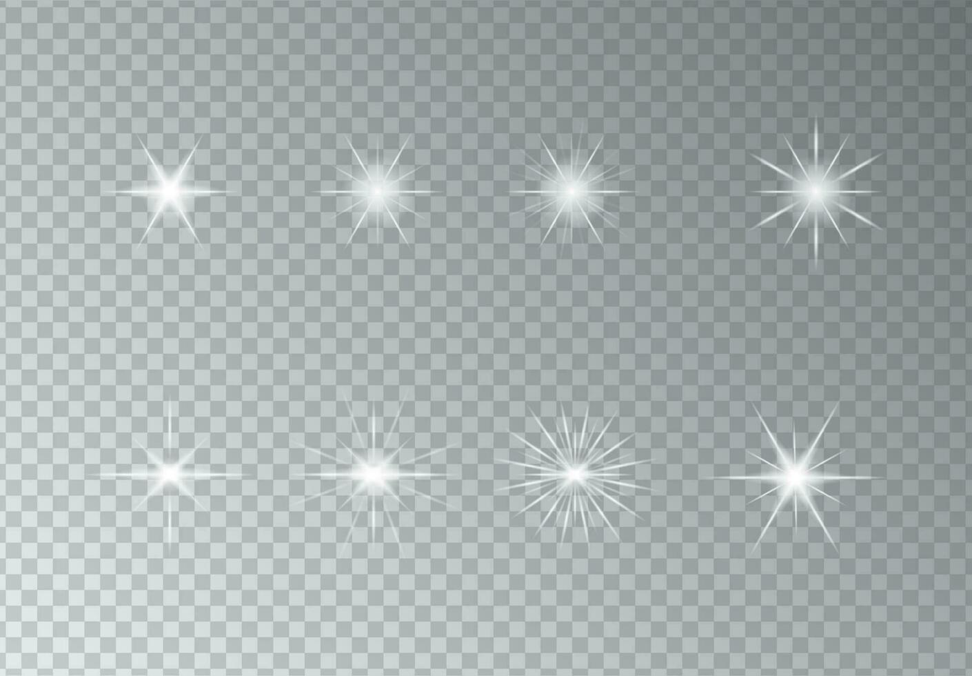 Set of Vector glowing sparkling stars, vector illustration on transparency