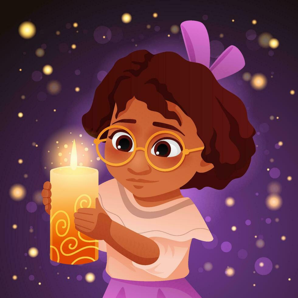 Cute Latin Girl Holds a Candle vector