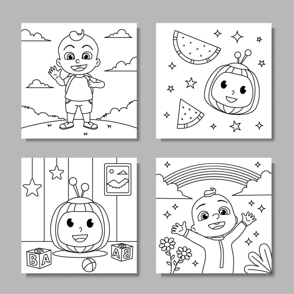 Cute Toddler Coloring Pages vector