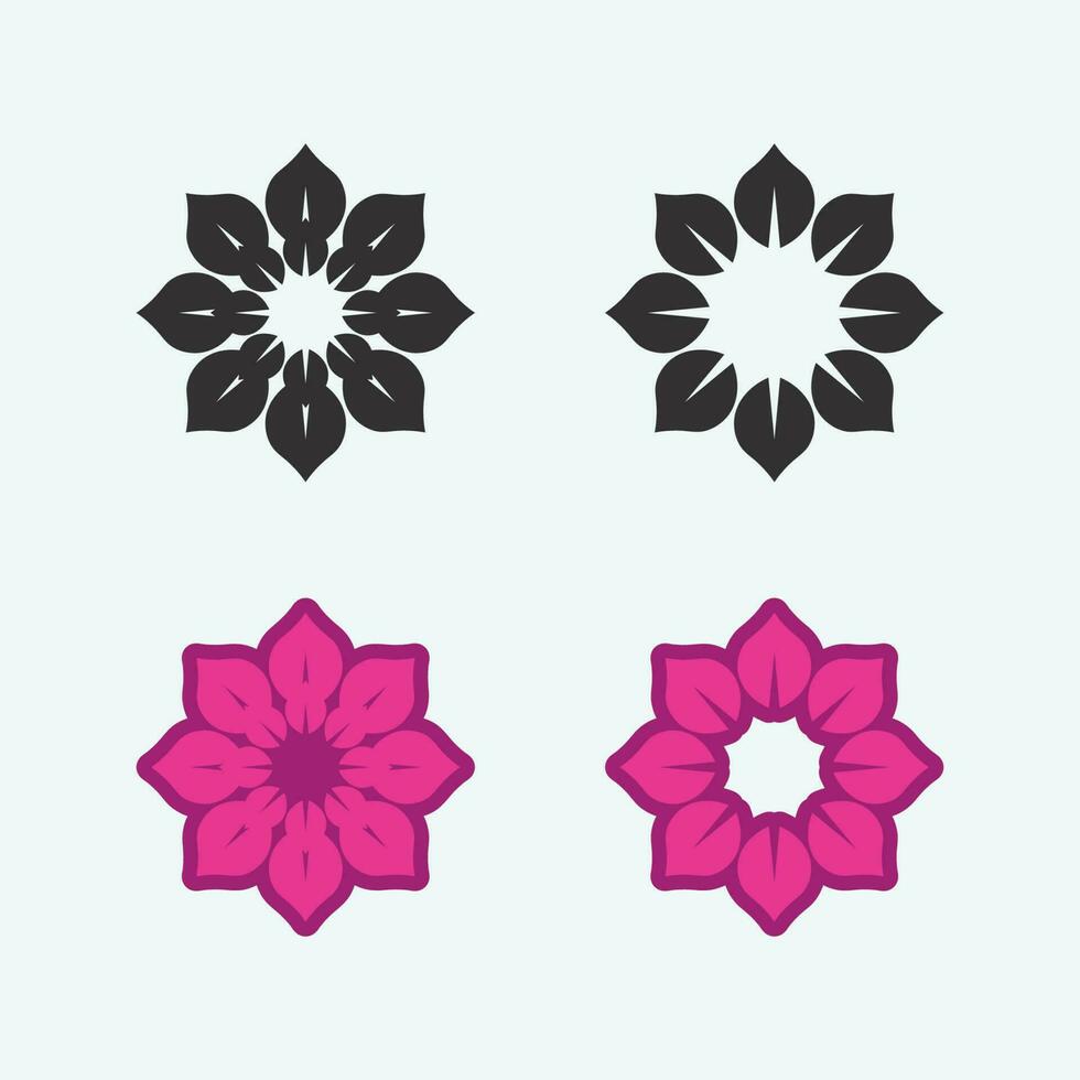 Flower logo. The circular logo. Logo of the flower. Stylized flower. Petals. Simple logo. The brand name  emblem  logo. Mandala. Logo boutique. Logotype for beauty. Logo for flower shop. vector