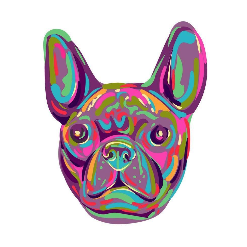 francés buldog frenchie o bouledogue francais cabeza popular Arte estilo vector