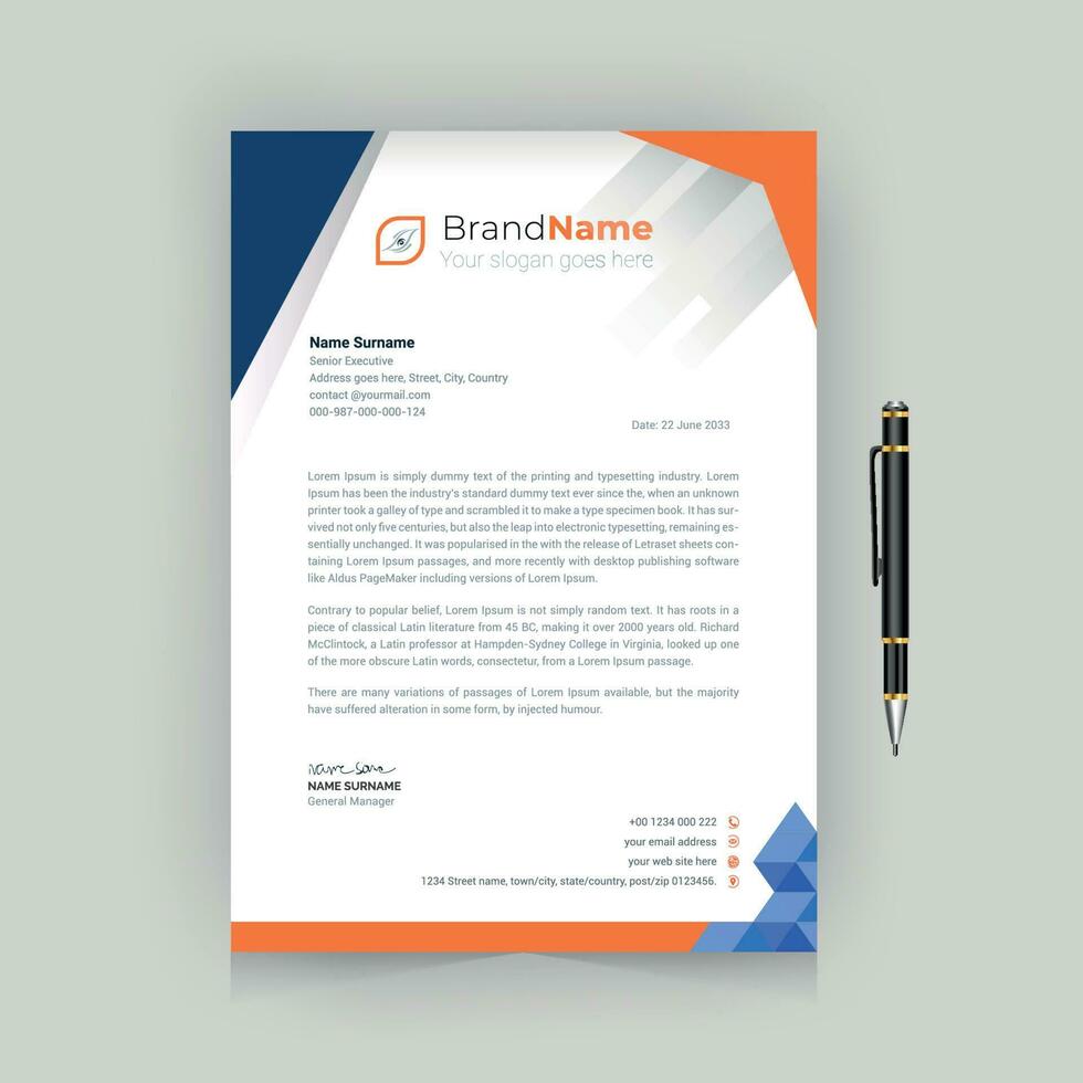 creative modern letter head design template. Simple minimal corporate