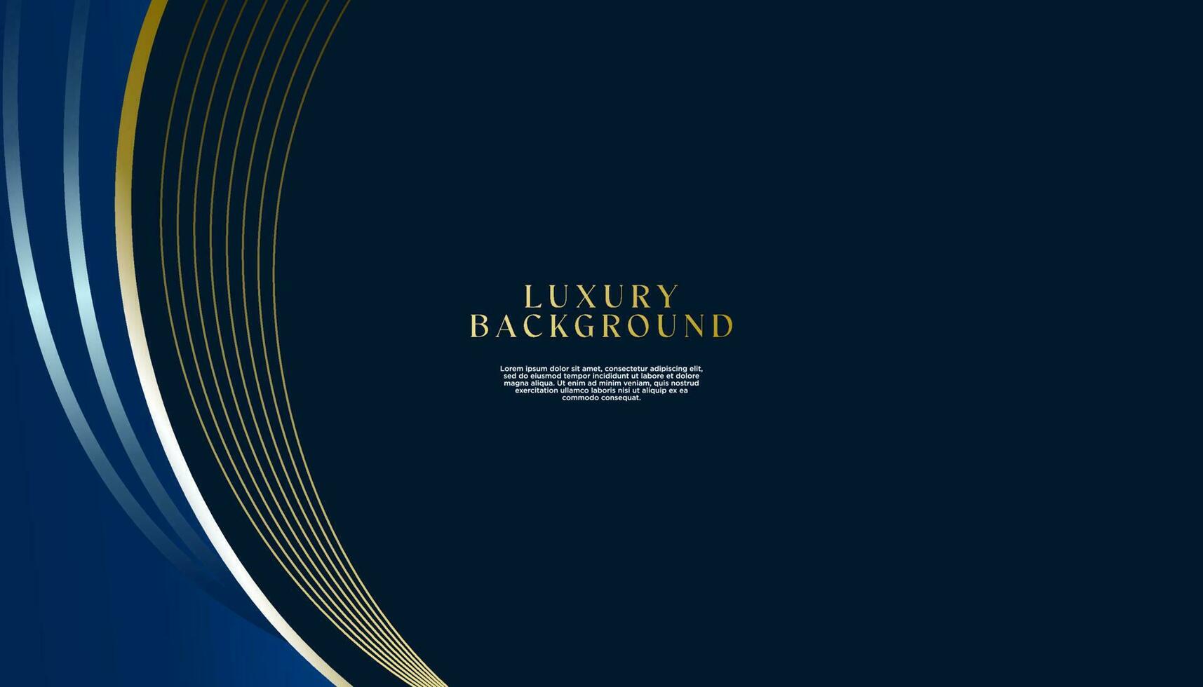 Dark blue curve shape abstract template. Premium luxury background with curve shapes and golden lighting lines on white background. Luxurious and elegant design. Perfect for posters, covers vector