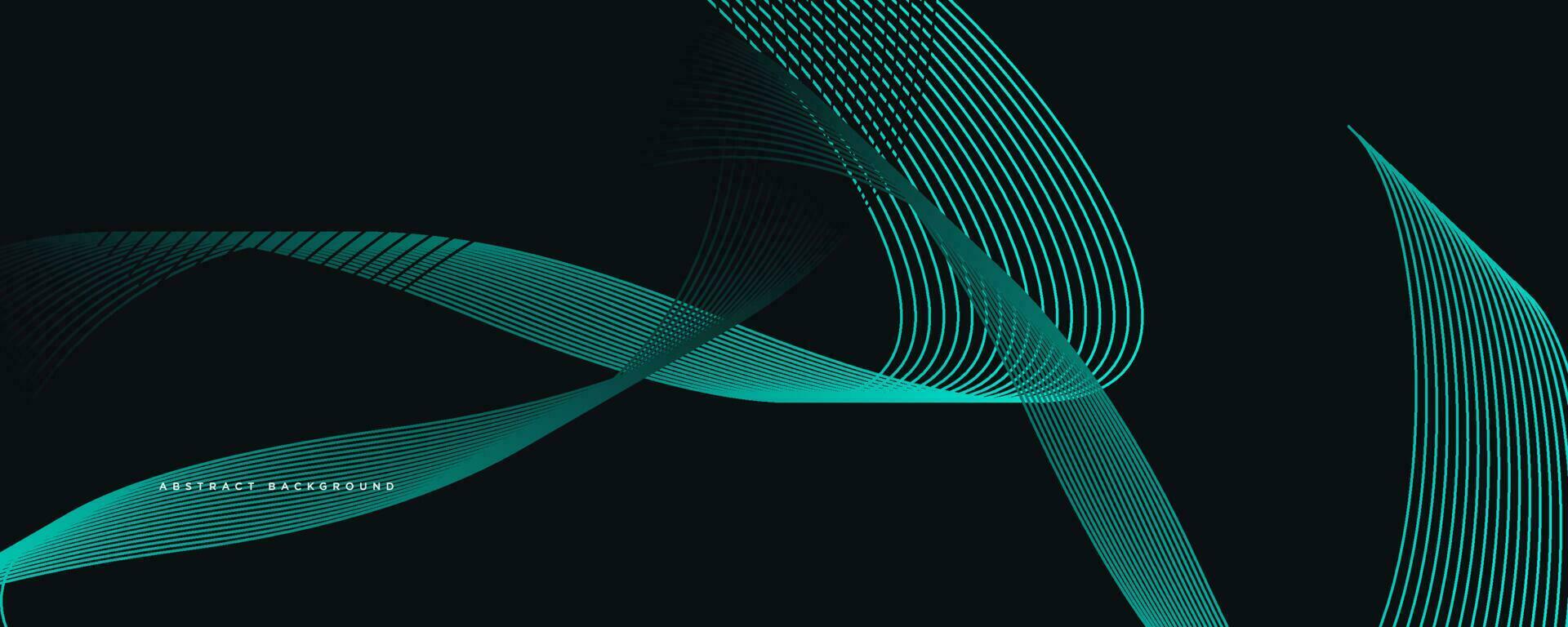Dark abstract background with glowing waves. Shiny moving line design element. Modern blue purple gradient flowing wave line. Futuristic technology concept. Vector illustration