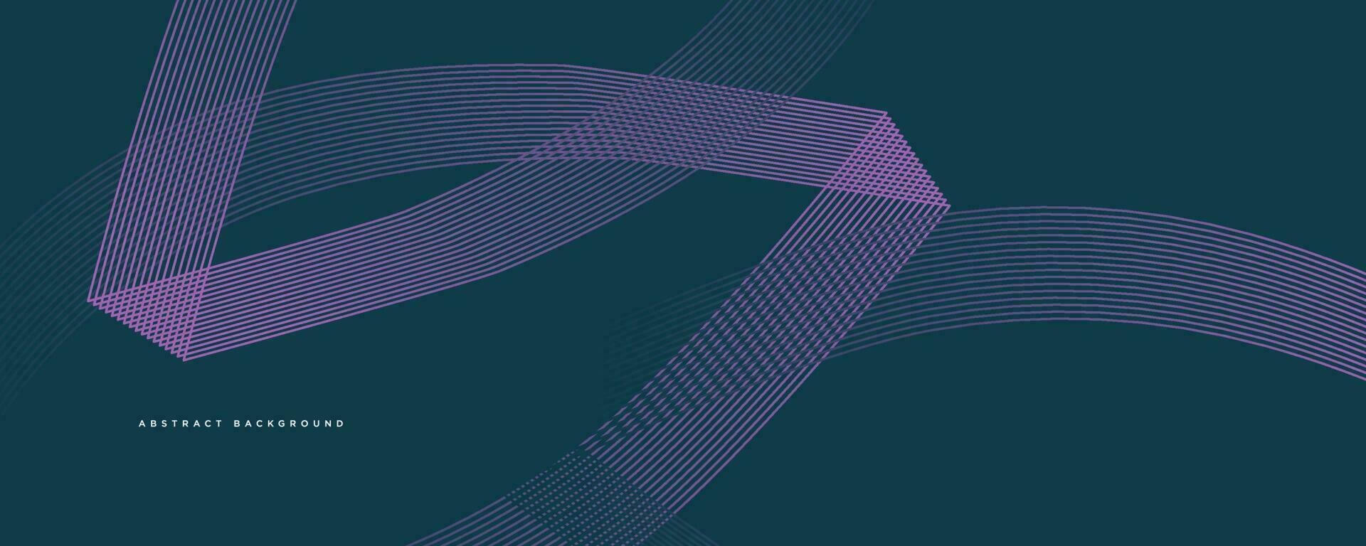 Dark abstract background with glowing waves. Shiny moving line design element. Modern blue purple gradient flowing wave line. Futuristic technology concept. Vector illustration