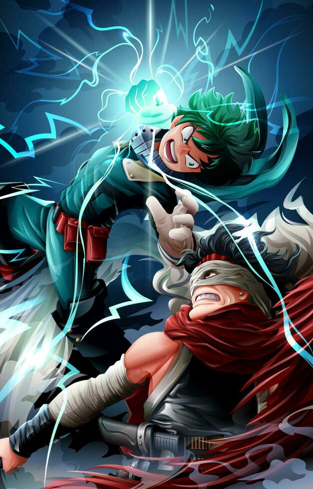 Superheroes Academia Fighting Concept vector