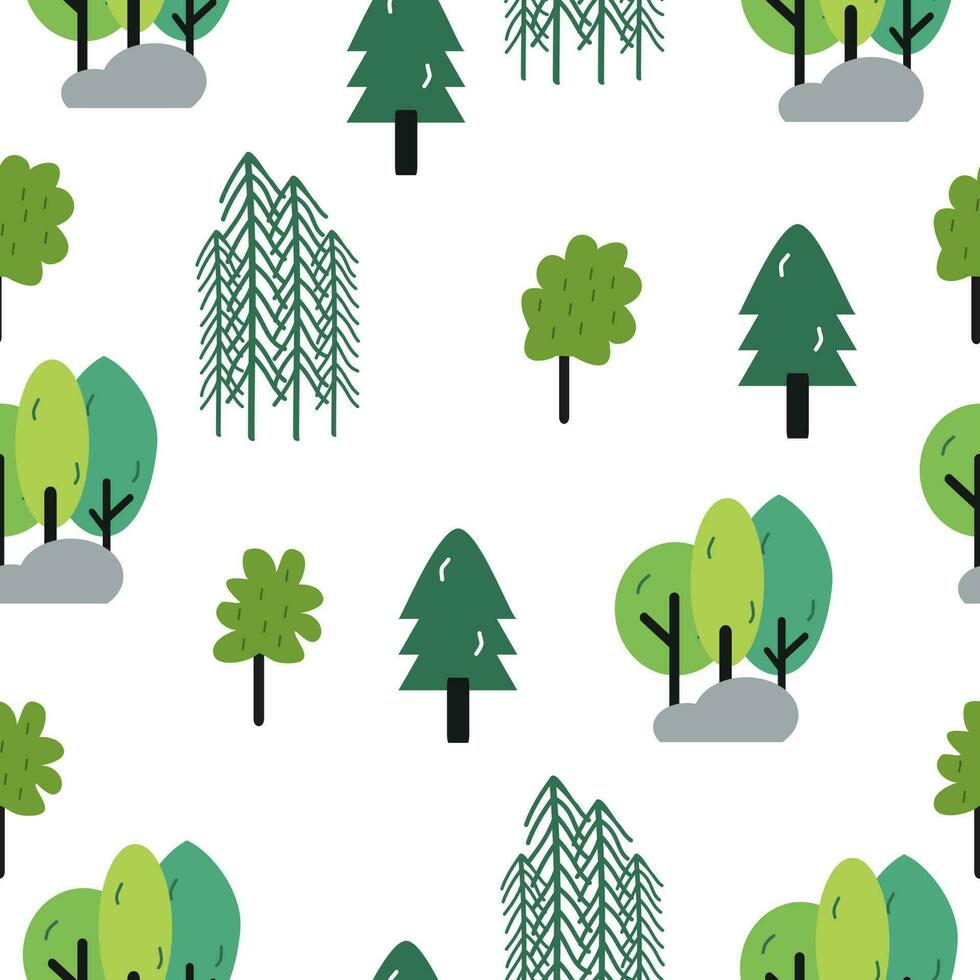 Cute nature tree cartoon pattern. pattern for kids vector