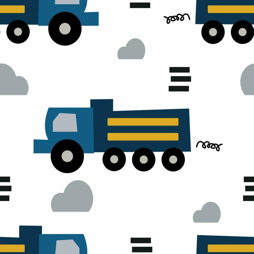 Seamless pattern with cars, Cartoon Background for Kids. Vector illustration