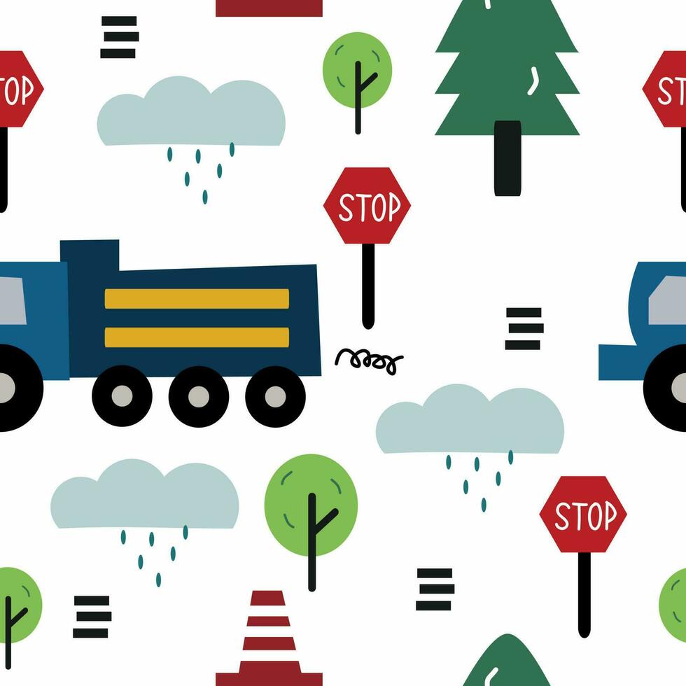 Cute car childern pattern vector