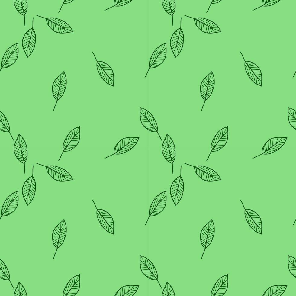 outline leaves seamless pattern vector