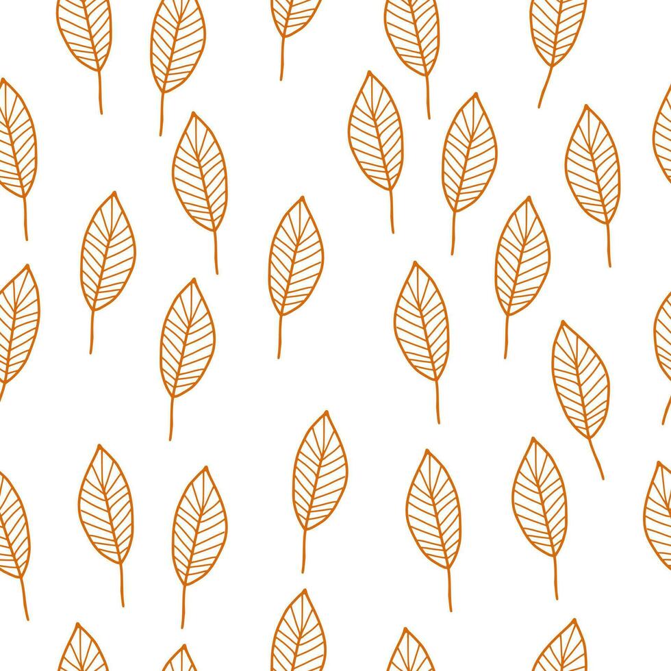 outline leaves seamless pattern vector