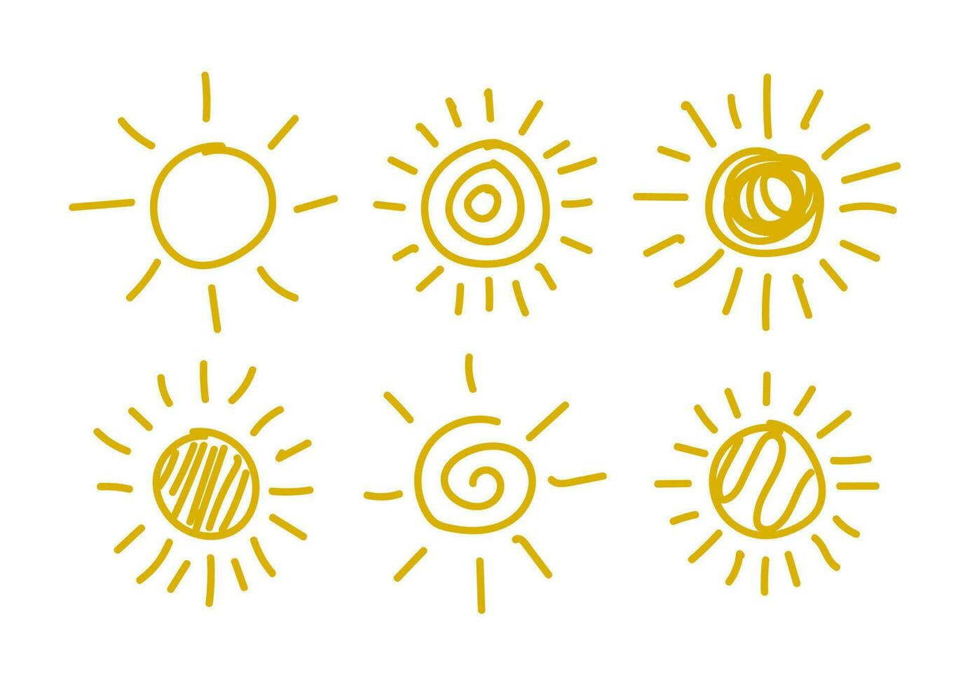 sun shaped simple hand stroke icon vector