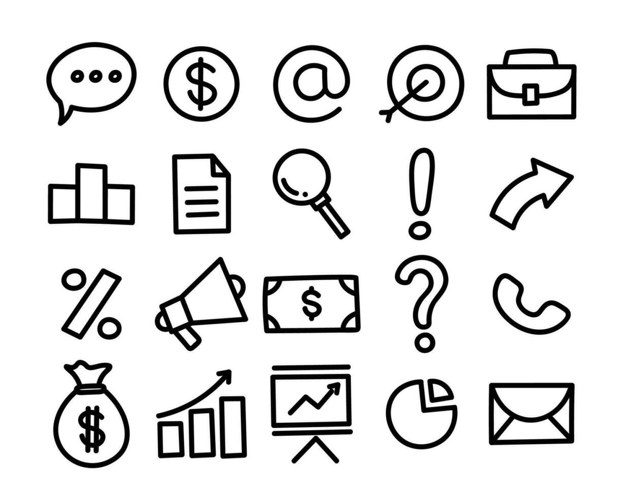 business and finance simple hand drawn stroke icon vector