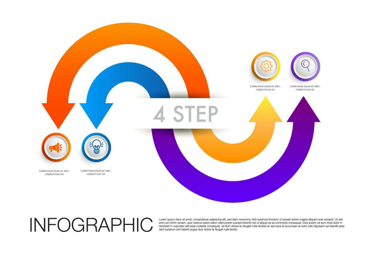 Infographic template for business 4 Steps timeline arrow vector